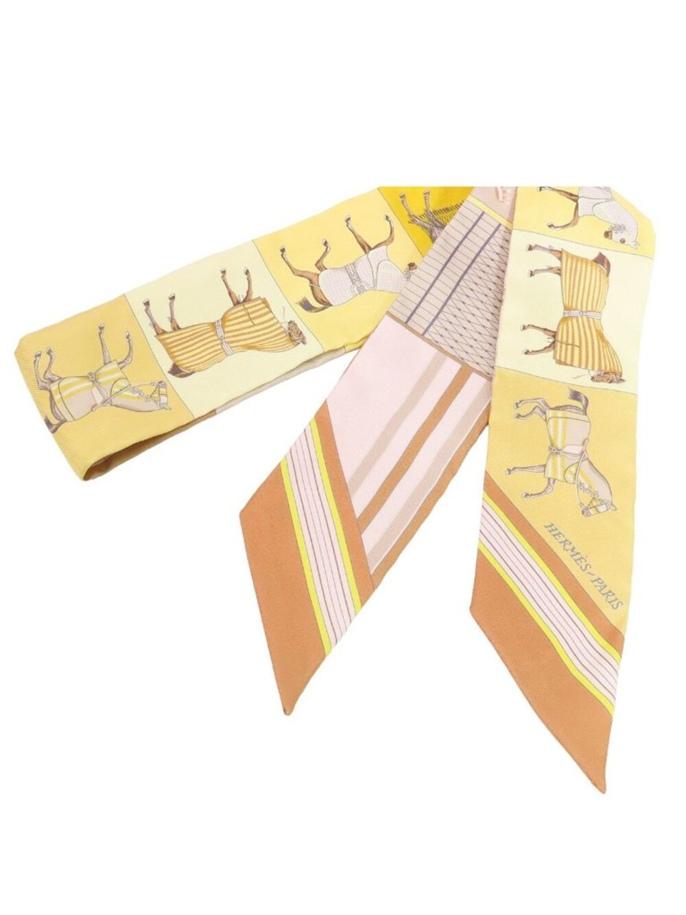 Hermes Twilly Glitter le Jaune Gray Silk Couvertures Nouvelles New Horsewear